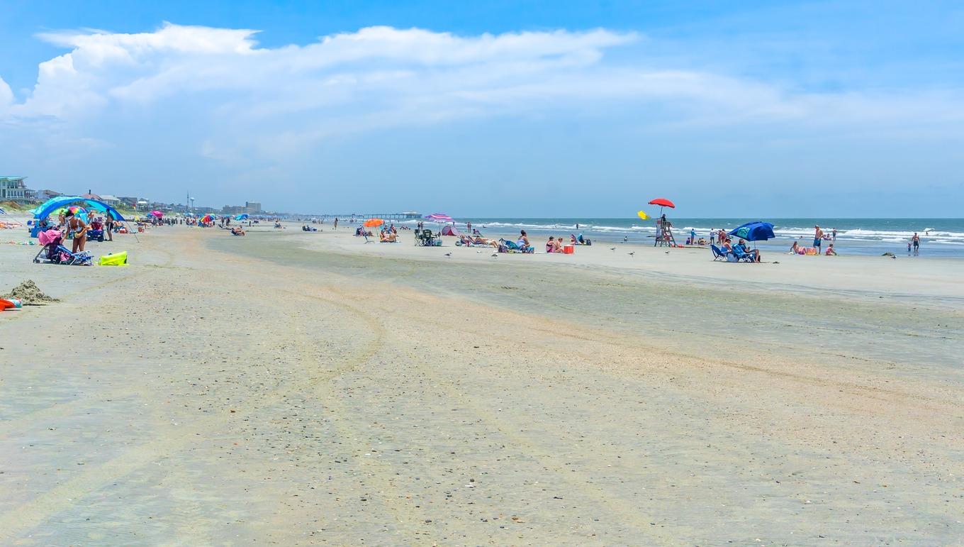 Folly Beach shoreline during the late summer months.